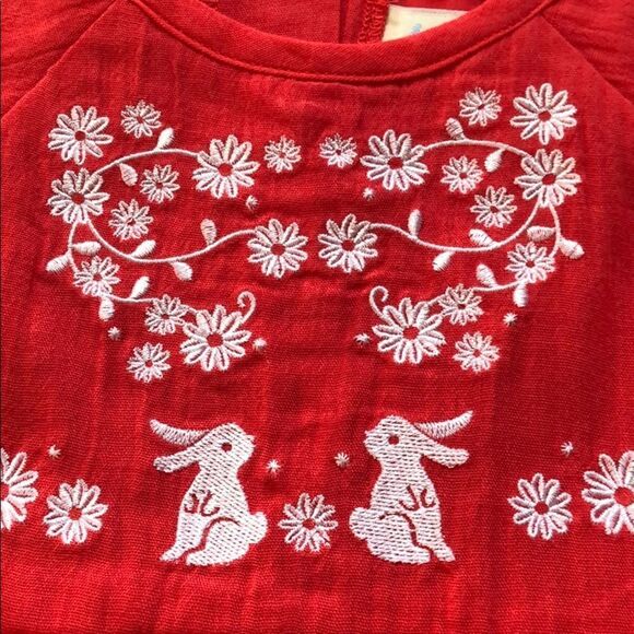 COPY - Girl’s 5 NWT Red/ Coral Copper Key Dress Bunnies - Picture 2 of 8